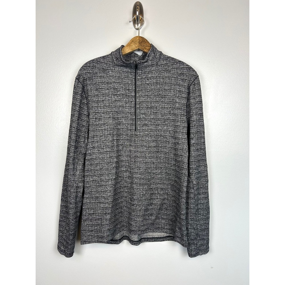 Lululemon Mens Surge Warm 1/2 Zip Pullover Heathered‎ Black White Size Large